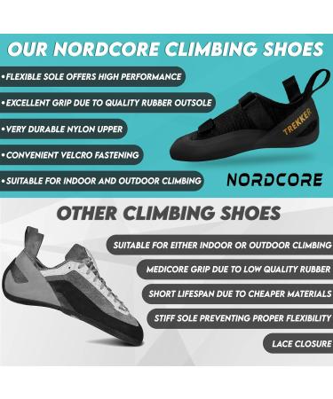 Northcore Climbing Shoes - Lightweight Breathable Men & Women Hiking Shoes - Non-Slip Double Strap Closure Tight-Fitting 44 EU Black - Buy Online on SooperMarket.com