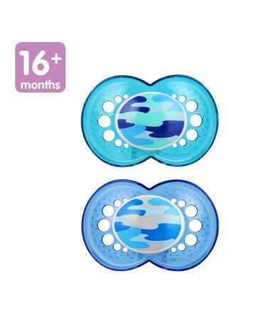 MAM Original Baby Pacifier | Nipple Shape for Healthy Oral Development | Sterilizer Case | 16+ Months | Camo Boy - Buy Online on SooperMarket.com