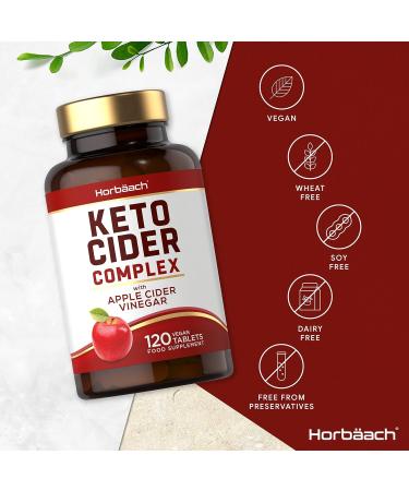 Keto Apple Cider Vinegar Complex | 120 Vegan Tablets with Vitamin B6 & B12, Calcium, Amino Acids & Plant Extracts | for Men & Women | Horbaach - Buy Online on SooperMarket.com
