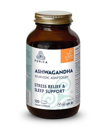 PURICA Ashwagandha with Sensoril - Natural and Organic Stress Relief Supplement Ideal for Men and Women 120 Vegan Capsules