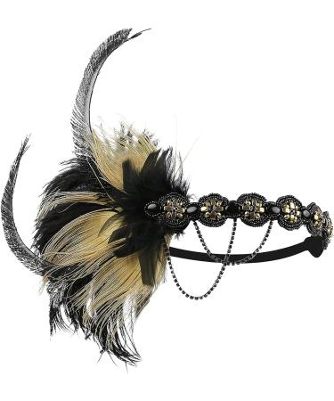 BABEYOND 1920s Sequined Showgirl Headpiece Feather Headband | Flapper Gatsby Hair Accessory - Buy Online on SooperMarket.com
