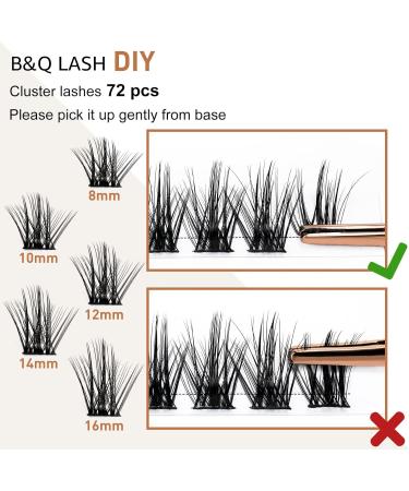 D-10mm B28 Cluster Lashes | DIY Soft Wispy Volume Eyelash Extensions | Individual Lash Clusters | 72 Clusters | D Curl 10mm | DIY at Home - Buy Online on SooperMarket.com