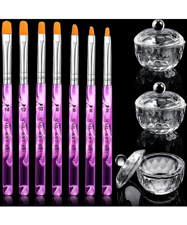 10 Piece Nail Design Manicure Care Tools, 3 Piece Nail Design Clear Bowl Dappen Dish Cup with Lid and 7 Piece Acrylic Nail Brush 3D Painting Drawing Brush DIY Brush Pen for Christmas Halloween Present