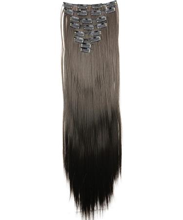 CAISHA by PRETTYSHOP XXL 24 Straight Brown Clip In Hair Extensions 8 Pieces Set - #8 Brown | CES2 - Buy Online on SooperMarket.com