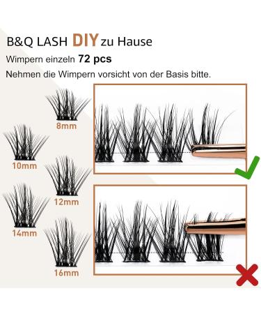 72 PCs DIY Individual Eyelashes for Beginners | Reusable Wispy Fluffy Single Eyelash Extensions at Home (B28 D-12mm) - Buy Online on SooperMarket.com