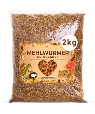 Flourworms dried 2kg (corresponds to 13 liters) dried mealworms protein -rich snack for wild birds fish reptiles and rodents