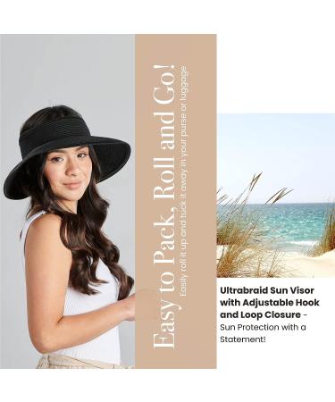 San Diego Hat Company Women's Adjustable Packable Roll-Up Visor - Black - Buy Online on SooperMarket.com