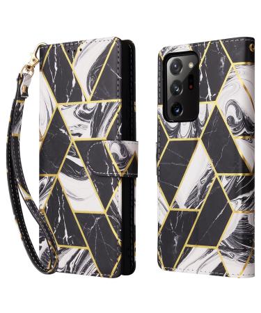 Oihxse wallet cover compatible with Xiaomi Redmi Note 10 Pro PU leather flower marble cell phone shell flip wallet case bag stand function card compartment silicone protective cover - black redmi note 10 pro black