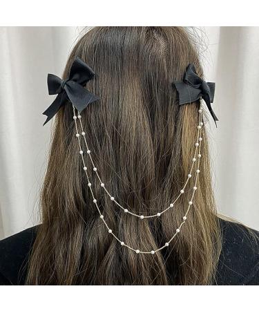 Buy Biitfuu 4Pcs Black Hair Bows with Pearl Chains - Stylish Hair Accessories for Girls & Women - International Shipping Available - Buy Online on SooperMarket.com