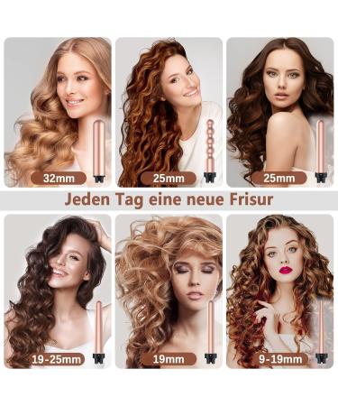 Bestope Pro 6 in 1 Curling Iron Set - Versatile Lockenstab with Attachments Ceramic Curling Wand for Perfect Curls Pink Gold 9-32mm International Shipping Available - Buy Online on SooperMarket.com