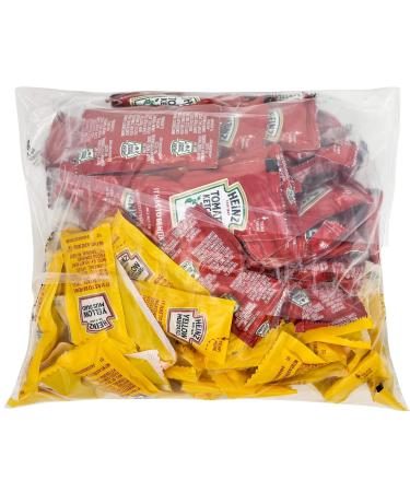 Heinz Condiment Packets Ketchup and Mustard (100 Total 50 Each Flavor) Mustard,Ketchup 100 Piece Assortment