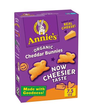 Annie's Organic Cheddar Bunnies Baked Snack Crackers, 7.5 oz. Original Cheddar 7.5 Ounce (Pack of 1)