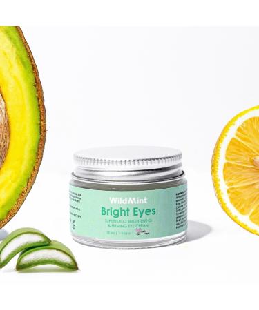 WildMint Bright Eyes Cream with Hyaluronic Acid | Brightening & Firming Eye Cream for Sensitive Dry Mature Skin | Reduces Dark Circles & Puffiness | UK Made Vegan & Cruelty-Free Skincare | 30ml