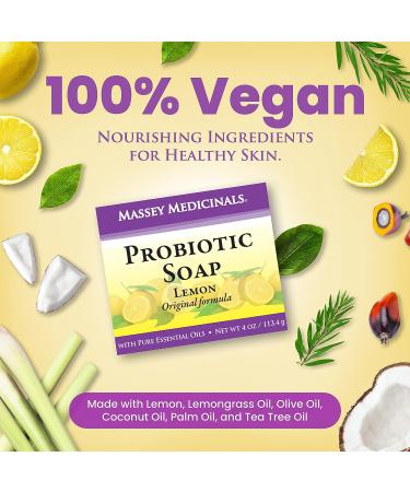Massey's CF 100% Natural Probiotic Lemon Body Soap - 4oz | Refreshing Lemon Scent - Buy Online on SooperMarket.com