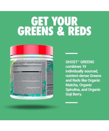 GHOST Greens Superfood Powder - 30 Servings - 19 Super Greens & Reds Fruits Vegetables Spirulina & Chlorella Prebiotics 10 Billion CFU Probiotic & Digestive Enzymes - Gluten-Free (Lime) - Buy Online on SooperMarket.com