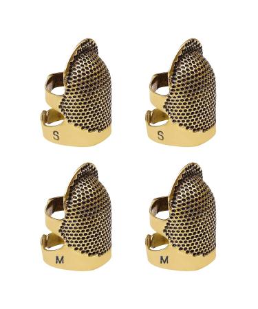 4 Pack Sewing Thimble Finger Protector Adjustable Finger Metal Shield Protector Pin Needles Sewing Quilting Craft Accessories DIY Sewing Tools Needlework(2 Sizes)