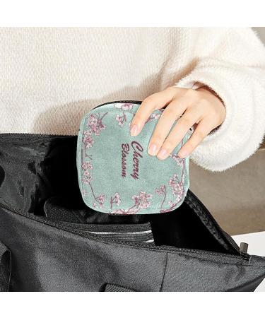 Cherry Blossom Menstrual Cup & Pad Storage Bag - Mint Green, Portable Period Pouch for Women & Teens - Multi-colored - Buy Online on SooperMarket.com