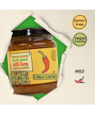 South Devon Chilli Farm Chilli Chutney | Traditional Chutney with a Mild Chilli Heat - Ideal for Cheese & Crackers & Sandwiches - Made with Fresh Chillies - Gluten Free Case of 6 220g - Buy Online on SooperMarket.com