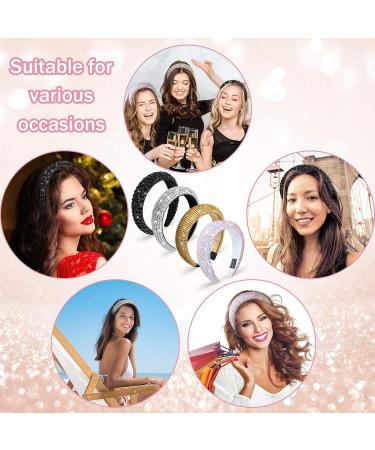 Chuangdi Rhinestone Diamond Crystal Padded Headband Set - 4 Pieces | Bejeweled Hair Accessories for Women and Girls - Buy Online on SooperMarket.com