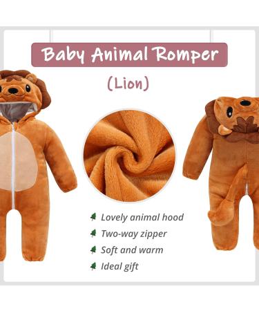 Cooky.D Unisex Winter Animal Hooded Baby Romper | Brown | 6-12 Months - Buy Online on SooperMarket.com