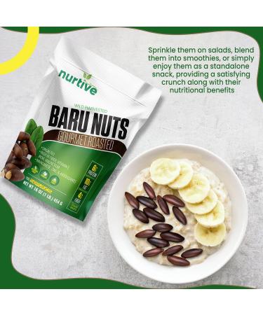 Nurtive Baru Nuts - Gourmet Roasted Wild Harvested & Unsalted - Plant-Based Protein High Fiber Antioxidants - Non-GMO Gluten-Free Paleo & Vegan - 16 oz - Buy Online on SooperMarket.com