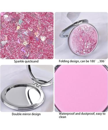 JIABEIUS Compact Mirror Magnifier - Quicksand Pink | Portable Folding Mirror for Purses - Buy Online on SooperMarket.com