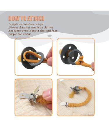 Sugee Braided Pacifier Clip Leash Set for Baby Boys and Girls - 4 Pack Grey Soothie Binky Holder - Buy Online on SooperMarket.com