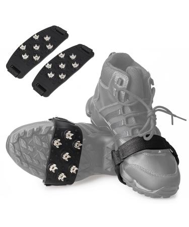 FANBX F Crampon Traction Cleats Anti-Skid Traction Grips Crampons Spikes 7 Point Cleats for Footwear for Walking, Jogging, Hiking, Mountaineering Ice Snow Grips Black