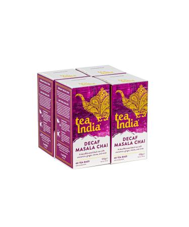Tea India Decaf Masala Chai Biodegradable Teabags 4 x 40 (160 Teabags total) Rainforest Alliance Certified Chai Tea