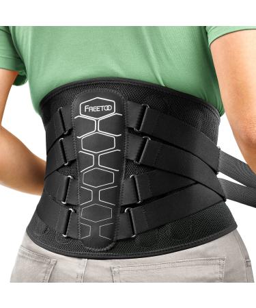FREETOO Back Support Belt for Lower Back Pain Relief Medical Grade Back Brace with Lumbar Pad for Women & Men Anti-skid Lumbar Support for Herniated Disc Sciatica s Size(waist:26.7''-33.4'') Dark Black S(waist:26.7''-33.4'')