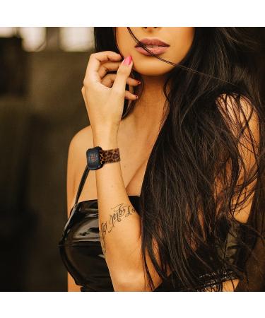 Youther Stainless Steel Mesh Loop Band for Fitbit Versa 3/Sense - Leopard Grain | Replacement Bracelet Magnet Wristband Strap for Men and Women - Buy Online on SooperMarket.com