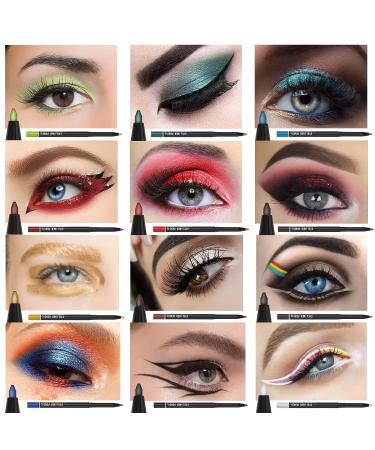KAIQIKAIXI 12 Pieces Multicolor Eyeliner, Eyebrow, Eye Shadow, Lip & Lid Pen Makeup Set - Professional Beauty Tool Kit - Buy Online on SooperMarket.com