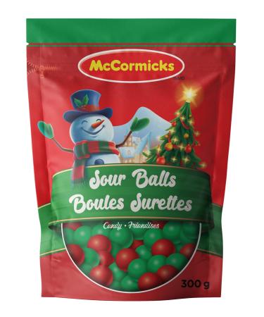 McCormicks Red & Green Sour Balls Resealable Candy Bag 300 Grams Red and Green Sour Balls