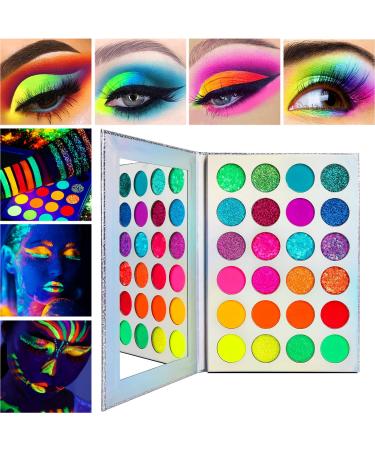 Neon Eyeshadow Palette - Delanci Aurora Glow for Halloween Makeup | Fluorescent & Glitter Eyeshadow Kit - Buy Online on SooperMarket.com