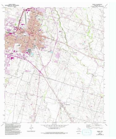 YellowMaps Temple TX topo map, 1:24000 Scale, 7.5 X 7.5 Minute, Historical, 1965, Updated 1993, 27 x 23.1 in Polypropylene