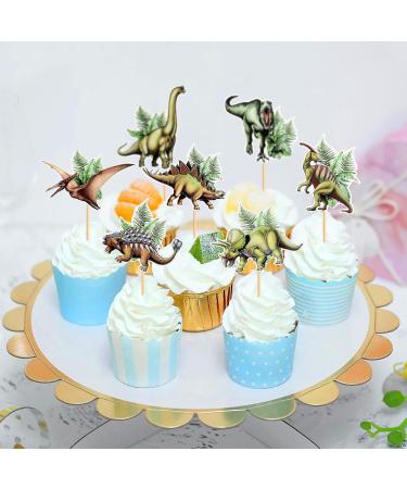 Cyodoos 28 PCS Dinosaur Cupcake Toppers Baby Dinosaur Cupcake Picks Dinosaur Theme Baby Shower Children's Birthday Party Cake Decorative Supplies Dinosaur Party Happy Birthday Party Decorative Green 1 - Buy Online on SooperMarket.com