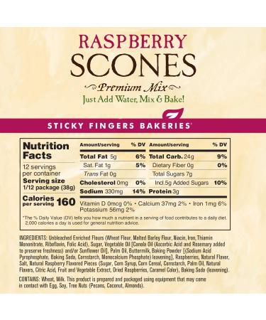 Sticky Fingers Bakeries English Scone Mix with Raspberry - Easy to Make Fresh Baked Scones - Makes 12 Scones (2pk) - Pack of 2 - Buy Online on SooperMarket.com