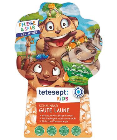 Tetesept Kids Faumbad Good mood - children's bath with a fruity fragrance and a nourishing recipe - fluffy bathing foam and orange water - 15 x 40 ml