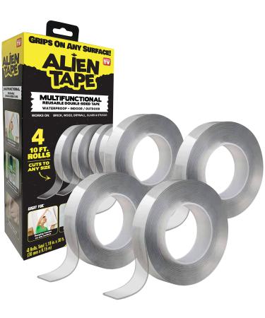 Alientape 4 Rolls Nano Double-Sided Tape  Multipurpose Removable Adhesive Transparent Grips - Washable Strong Sticky Heavy Duty for Carpet Photo Frame Poster Decor As Seen On TV