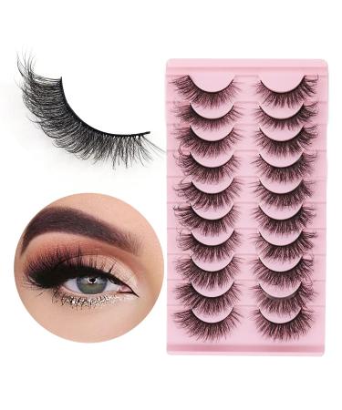 MilyBest 20mm Cat Eye False Eyelashes 10 Pairs - Fluffy Wispy D Curl Volume Natural Look Sets - Faux Mink A-Cat Eye Strip Lashes - Buy Online on SooperMarket.com