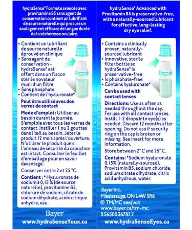 HydraSense Advanced Eye Drops For Dry Eyes Preservative Free & Gentle Mist Nasal Spray Daily Nasal Care 100% Natural Source Seawater Preservative-Free 100 mL - Buy Online on SooperMarket.com
