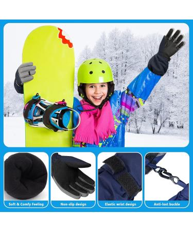 LuvnFun Kids Snow Gloves - Thinsulate Cotton Warm Waterproof Ski Winter Gloves - B-Blue Kids Medium (Age 6-8) - Buy Online on SooperMarket.com