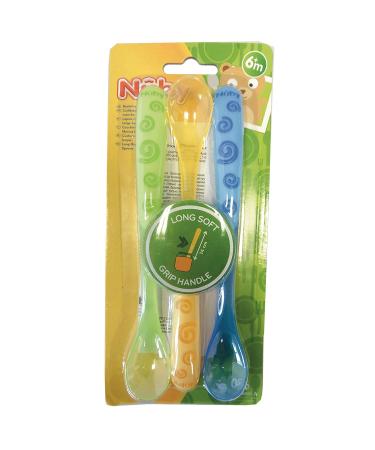 Nuby ID5377 Long Porridge Spoon - Pack of 3 in Assorted Colours | Best International Shipping - Buy Online on SooperMarket.com
