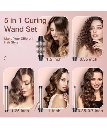 5 in 1 Curling Iron Set | Instant Heat Hair Curling Wand with Ceramic Wands & Accessories for Girls and Women - Black - Buy Online on SooperMarket.com