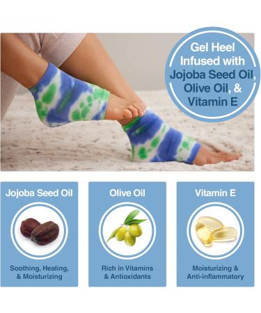 Zentoes Moisturizing Heel Socks - 2 Pairs of Gel-Lined Toe-Free Spa Socks for Dry Cracked Heels - Blue Batik Color - Buy Online on SooperMarket.com