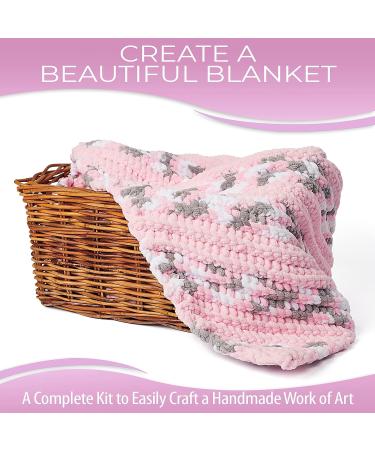 Lomaire Chunky Yarn Blanket Crochet Kit - 3.3LB Chenille Yarn, 8mm Crochet Hook, Cotton Tote Bag - Knitting & Crochet Supplies in Pink Coffee Mushroom - Buy Online on SooperMarket.com
