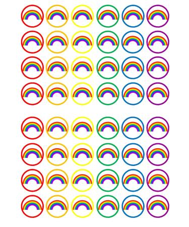 48 PRECUT Rainbow Cupcake Toppers 3cm Rainbow Edible Wafer Discs Premium Thickness SWEETENED VANILLA Wafer Card Mini Cupcake Decorations Stand Up/Lie Flat