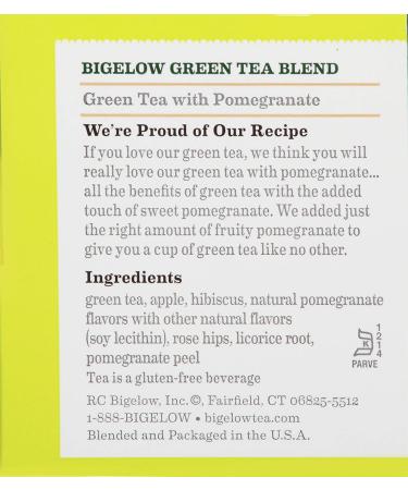 Bigelow Green Tea with Pomegranate - Caffeinated Tea Bags, 1.37 Oz (6-Pack) - Buy Online on SooperMarket.com