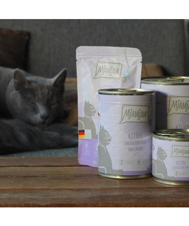 Mjamjam Premium Wet Cat Food - Grain-Free Kitten Excellent Calf with Salmon Oil 6-Pack (6 x 400g) | Extra Meat Formula - Buy Online on SooperMarket.com