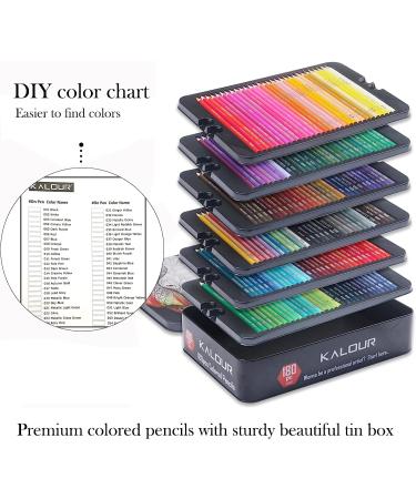 KALOUR 180 Colored Pencil Set with 12 Metallic Pencils - Ideal for Coloring and Drawing - Vibrant Colors - Tin Case Included - Buy Online on SooperMarket.com